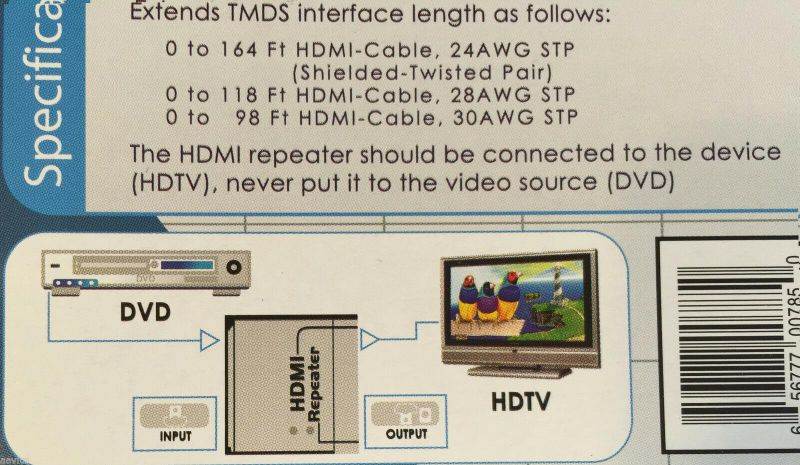 CTA HDMI Repeater 480i 480p 720i 1080p Extender for Projector HDTV LCD Screen