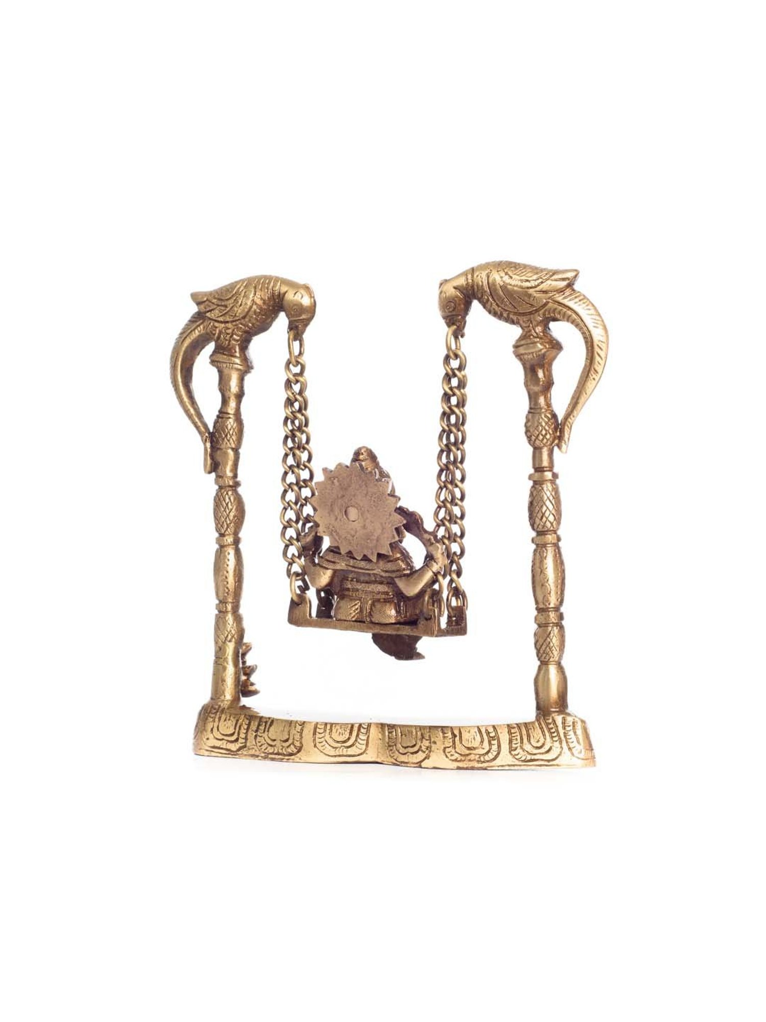 eCraftIndia Brass Lord Ganesha on Peacock Jhoola/Swing