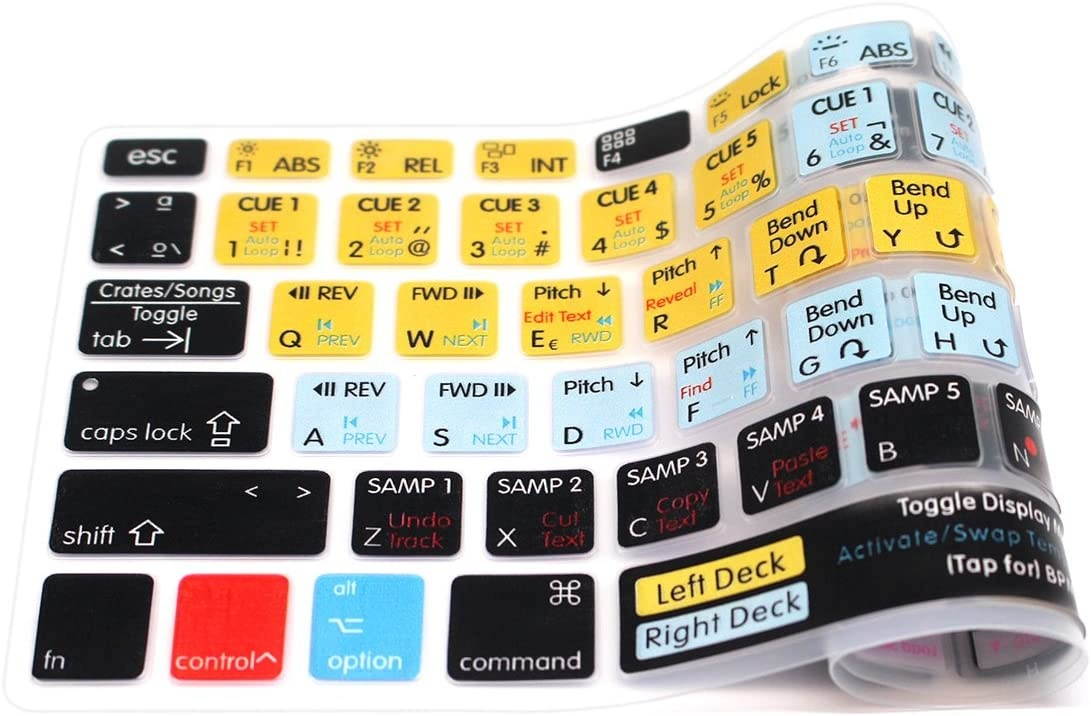 HRH Hot Key Function Shortcut Spanish Silicone Keyboard Cover Skin for Mac Air 13,MacBook Pro 13/15/17 (with or w/Out Retina Display, 2015 or Older Version)&Older iMac US/EU-Serato Scratch Live