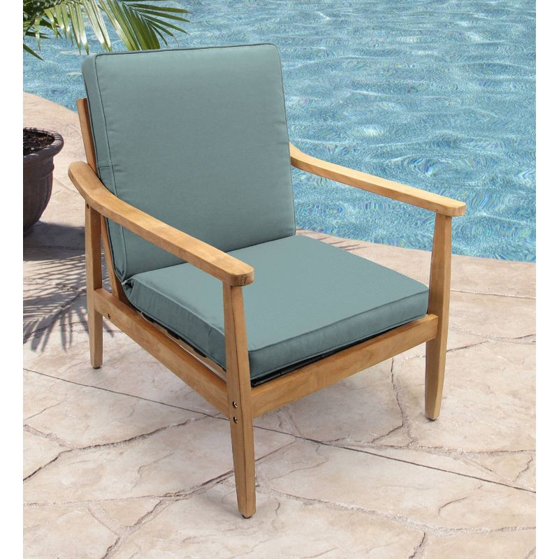 Outdoor Boxed Edge Dining Chair Cushion In Sunbrella Cast Mist - Jordan Manufacturing