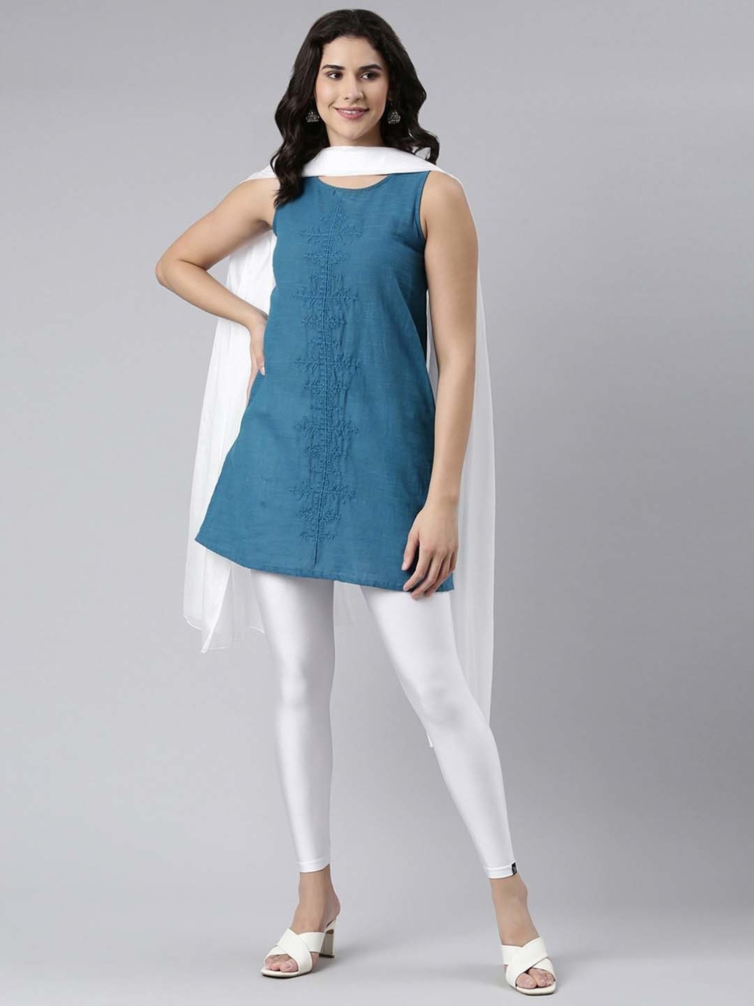 TWIN BIRDS White & Golden Plain Dupatta - Pack Of 2