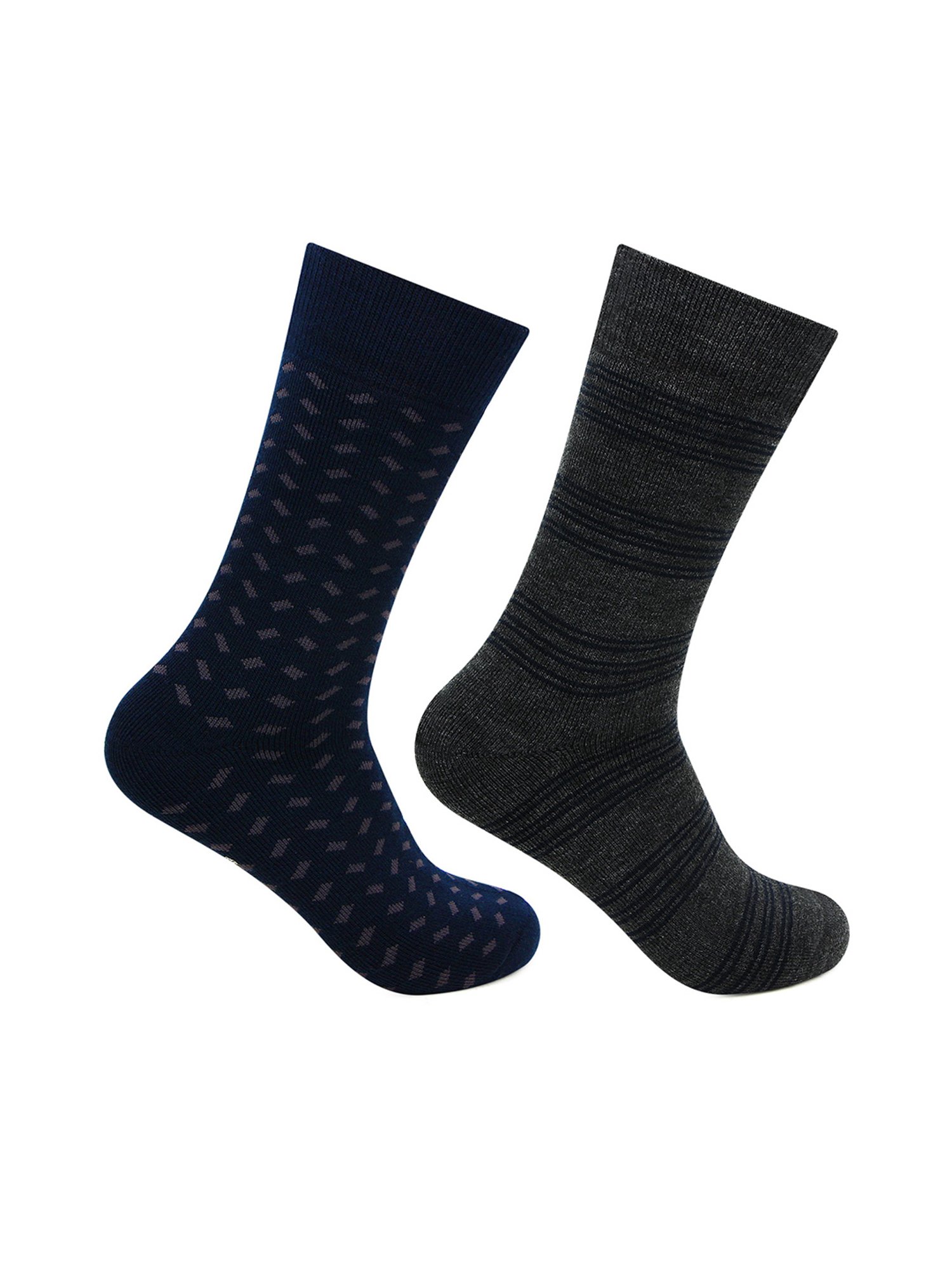 Bonjour Navy and Dark Grey Socks (Pack Of 2)