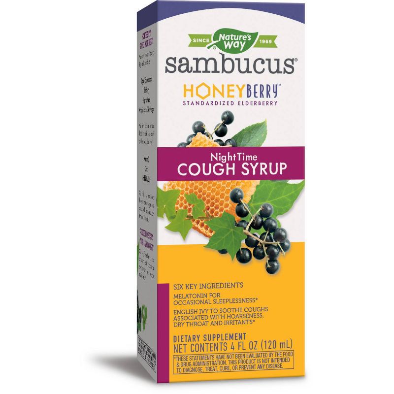Nature's Way Nighttime Sambucus HoneyBerry Cough Syrup with Elderberry - 4 fl oz