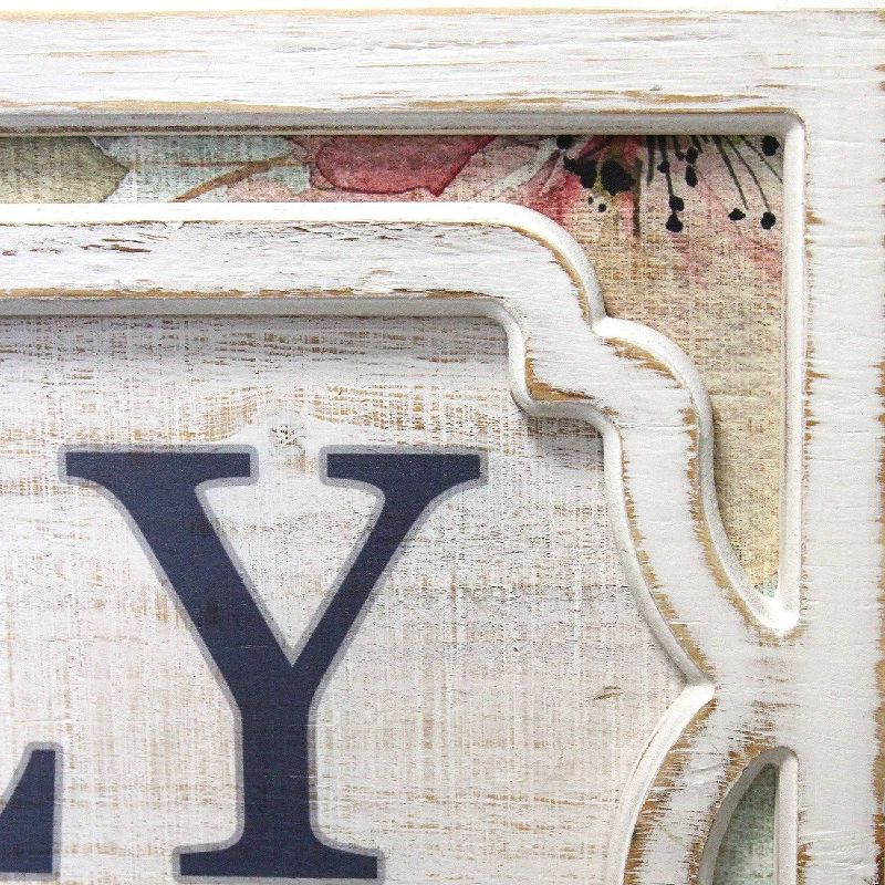 31.5" x 11.81" Floral Family Wall Décor White/Blue - Stratton Home Décor