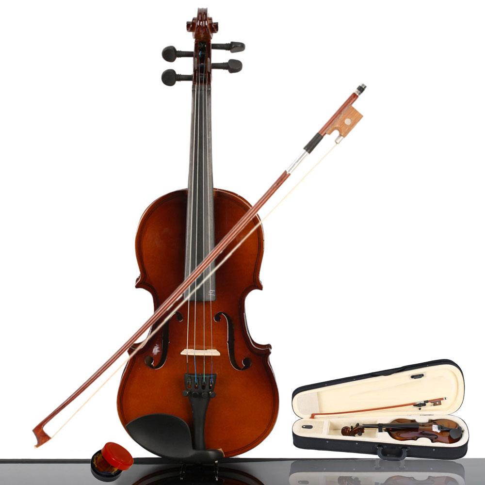 New Acoustic Violin 1/4 size Natural + Case+ Bow + Rosin for 6-8 years old Kids