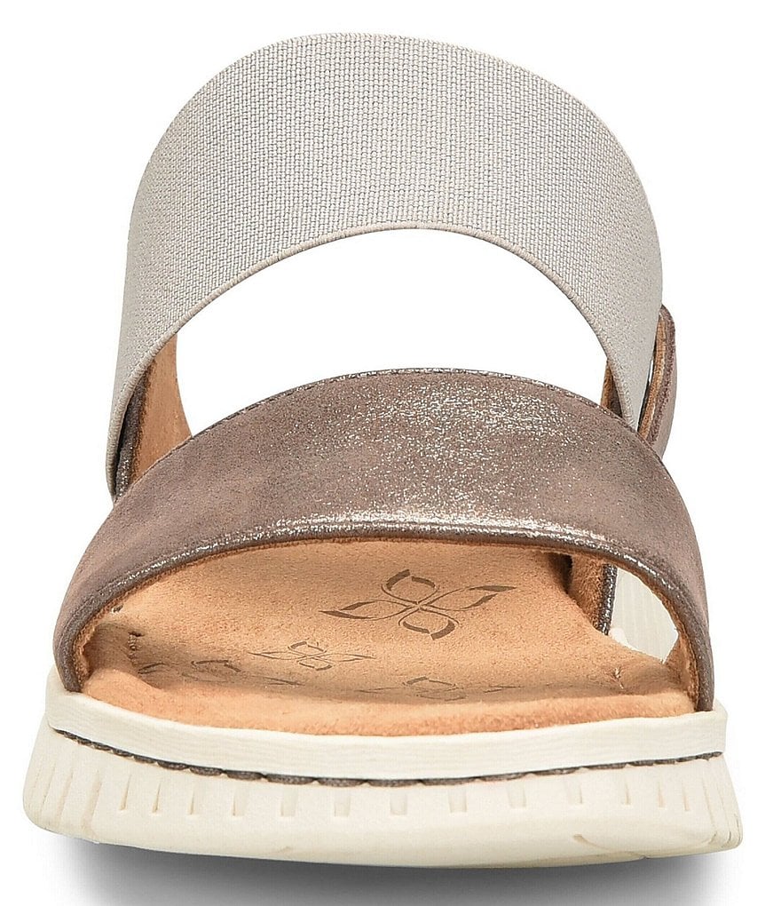 Comfortiva Charlee Elastic Metallic Leather Strap Sandals