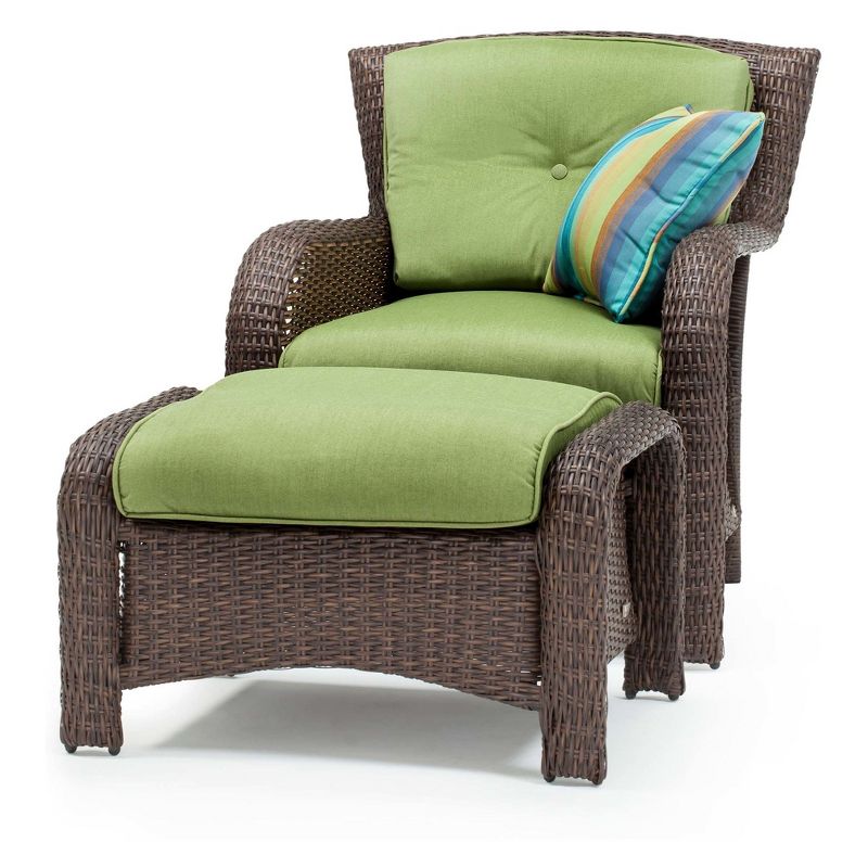 La-Z-Boy Outdoor Sawyer 6pc Wicker Outdoor Seating Set with Sunbrella Spectrum Cilantro Cushion