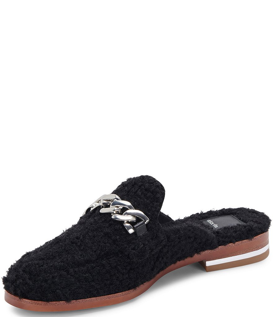 Dolce Vita Pela Faux Shearling Chain Detail Mules