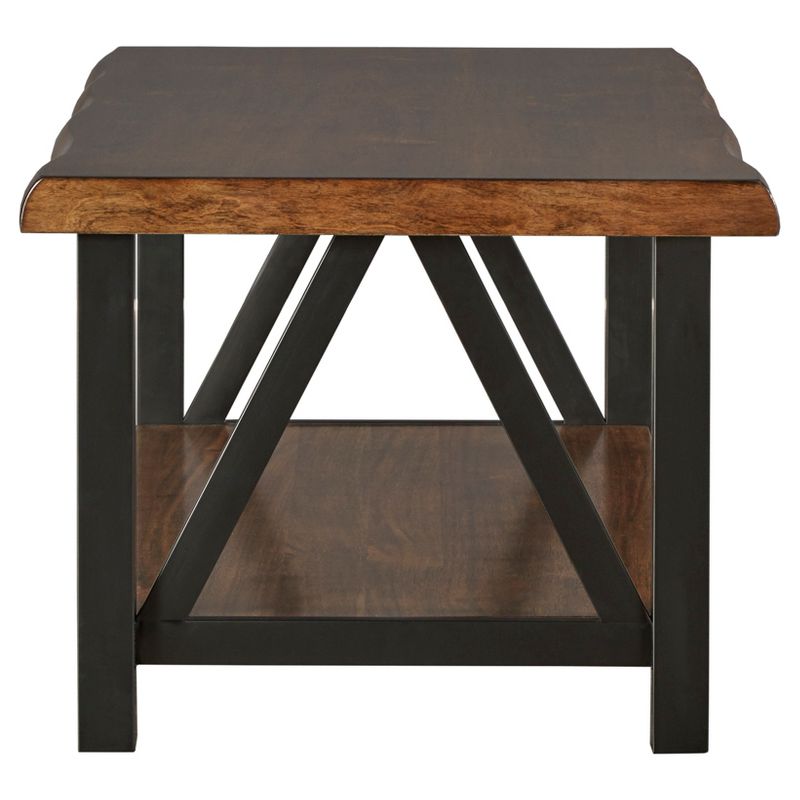 Hartwell Living Edge Rustic Industrial Cocktail Table - Brown - Inspire Q