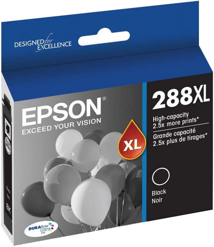 EPSON T288 DURABrite Ultra Ink High Capacity Black Cartridge (T288XL120-S) for select Epson Expression Printers