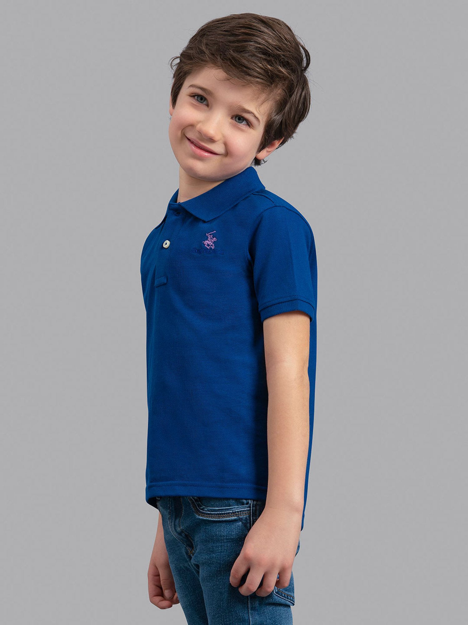 Beverly Hills Polo Club Kids Blue Solid Polo T-Shirt