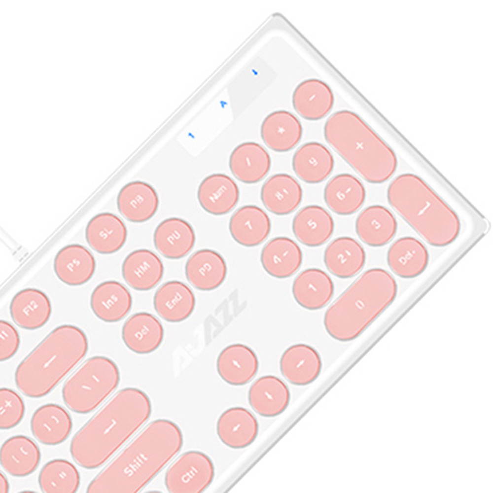 Wired Keyboard Retro Punk Round Keycap Mute White Backlit Ergonomic Slim Keyboard for Office Gamers Programmers Typists Laptop Computer