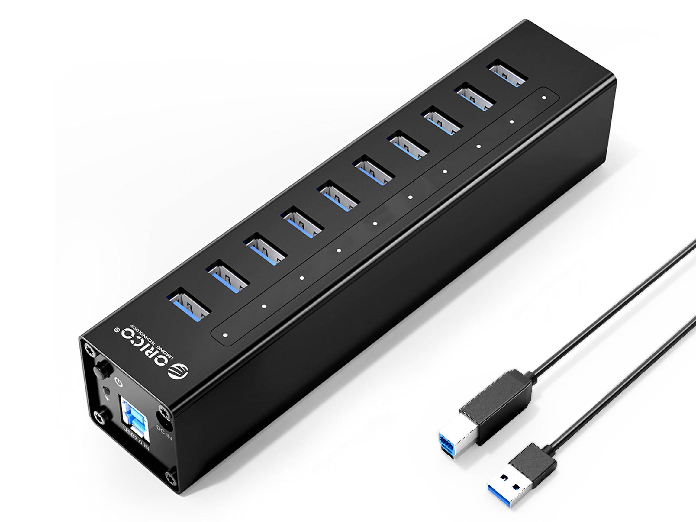 ORICO Aluminum 10Ports USB 3.0 HUB with 3.3Ft. USB 3.0 Data Cable and 12V/3A Power Supply for Macbook,PC,Laptops (HUB is not a Charger,Data transfer Only)- Silver (A3H10-V1-US)