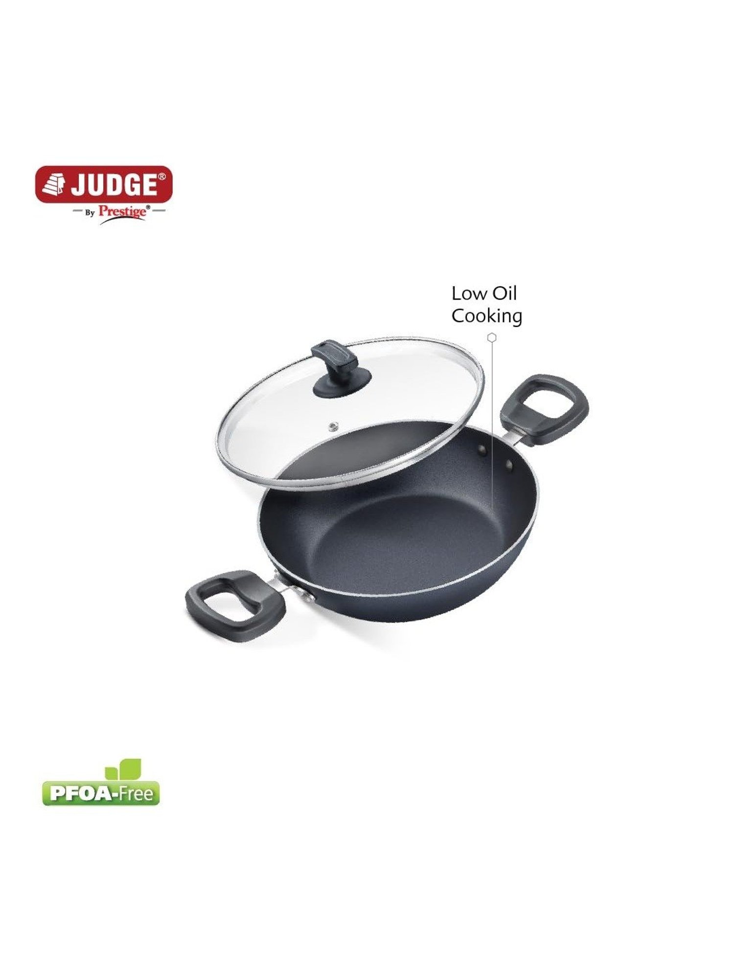 Judge by Prestige Everyday Black Aluminium Kadhai 20 cm with Lid 1.3 L