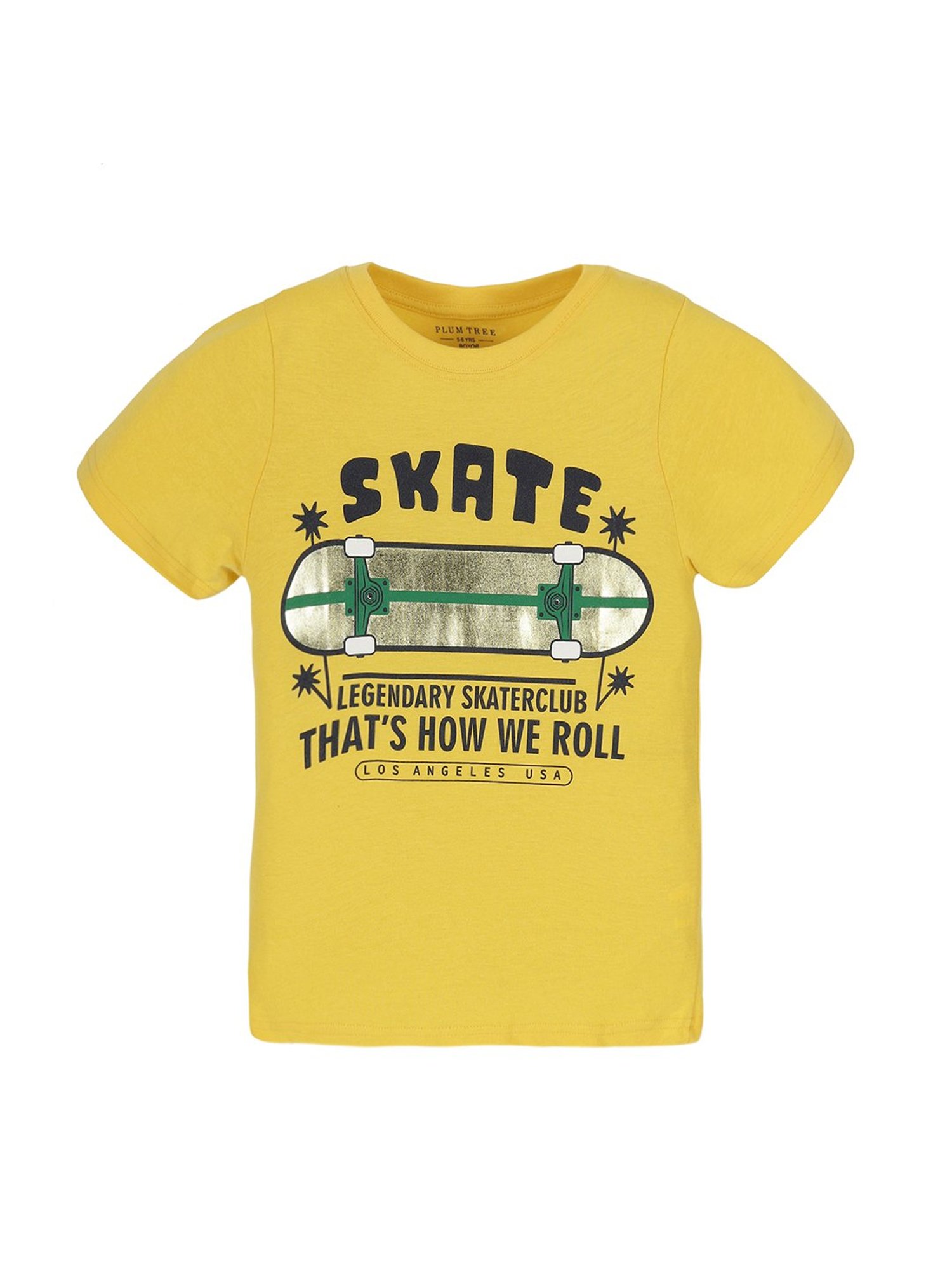 Plum Tree Boys Black & Yellow Printed T-Shirt (Pack Of 2)