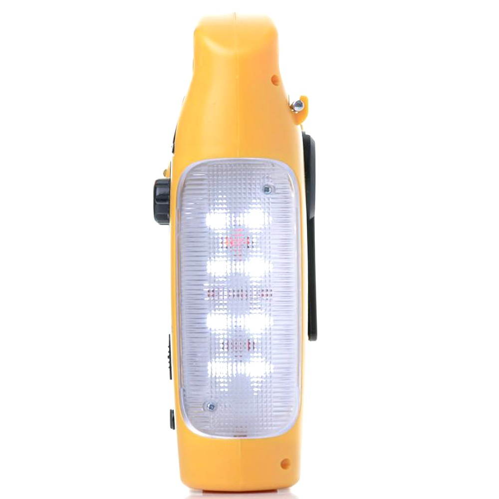 Multiple Use Solar Powered Hand Radio 5LED Flashlight 8LED Reading Light USB Charging Emergency Charger Emergency Alarm