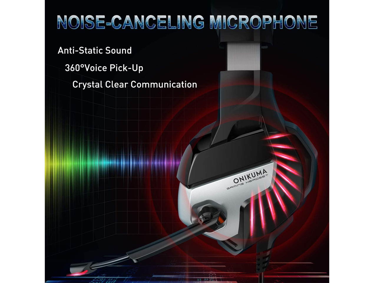 Gaming Headset for PS5 PS4 Controller Xbox One, Noise Cancelling Over Ear Headphones with Mic, 7.1 Surround Sound, Blue LED Light Headset for NS PC Mac Laptop