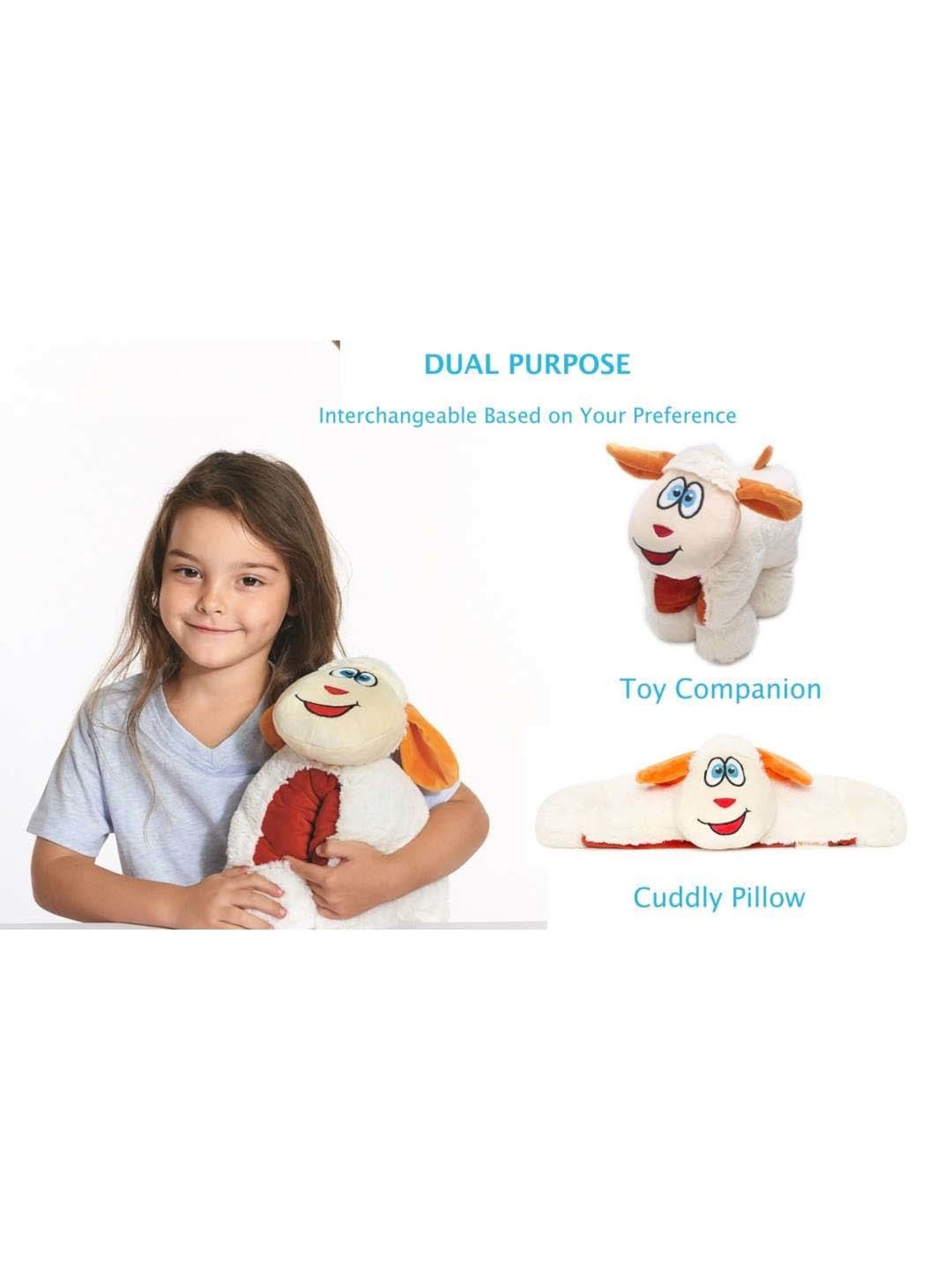 Travel Blue Cream Sheep Pillow for Kids