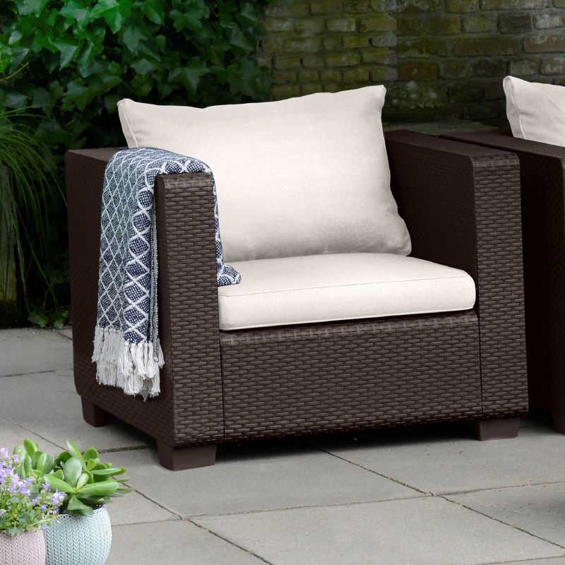 Salta Outdoor Resin Patio Armchair with Cushions Brown - Keter