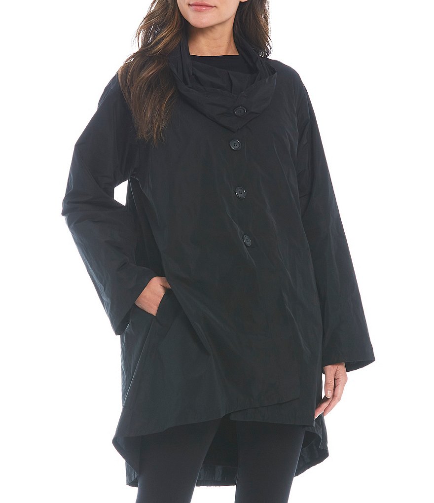 Bryn Walker Anouk Convertible Cowl Neck Button-Front Long Sleeve Jacket