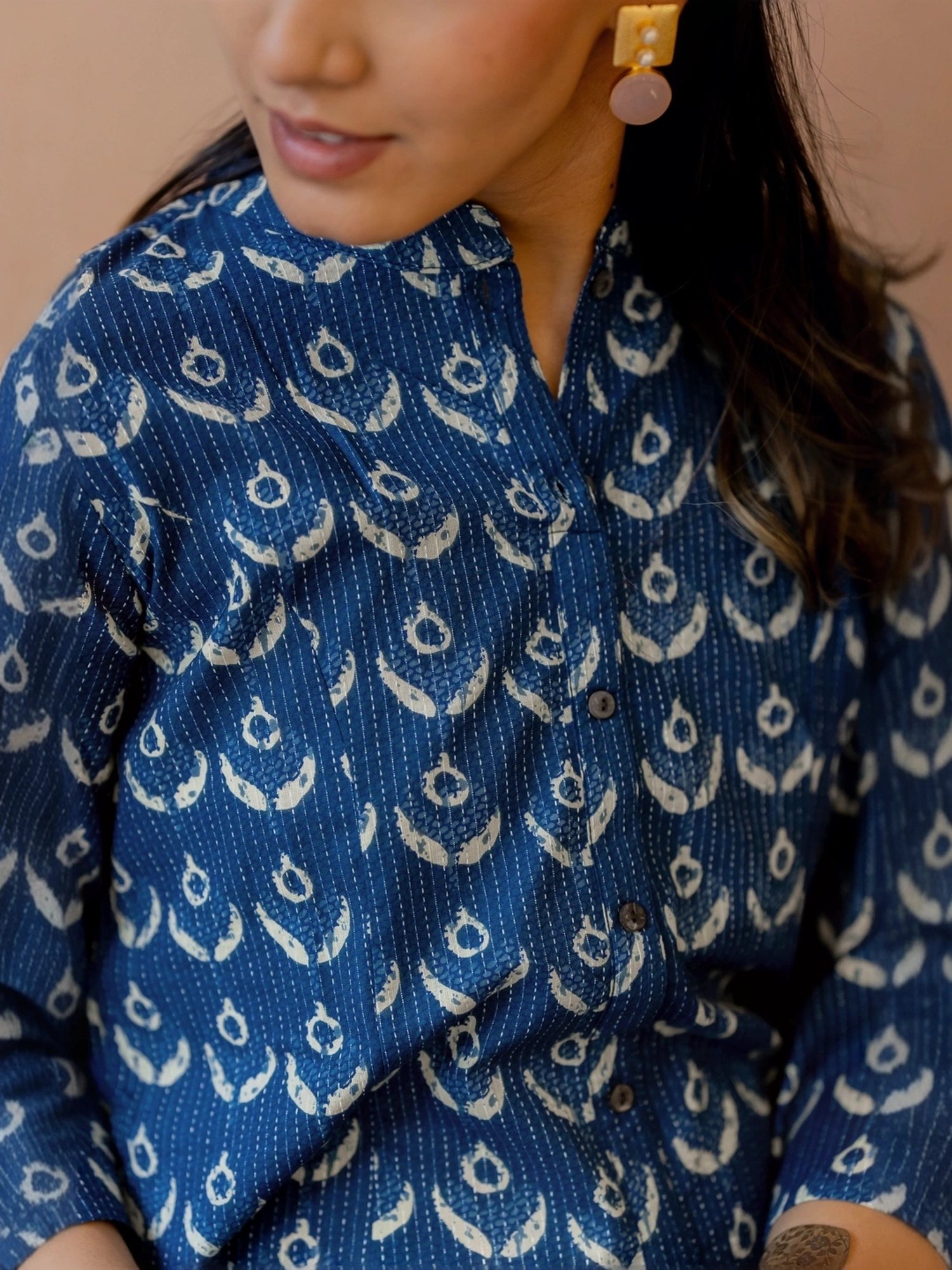 MIRCHI FASHION Blue Cotton Printed A Line Kurta