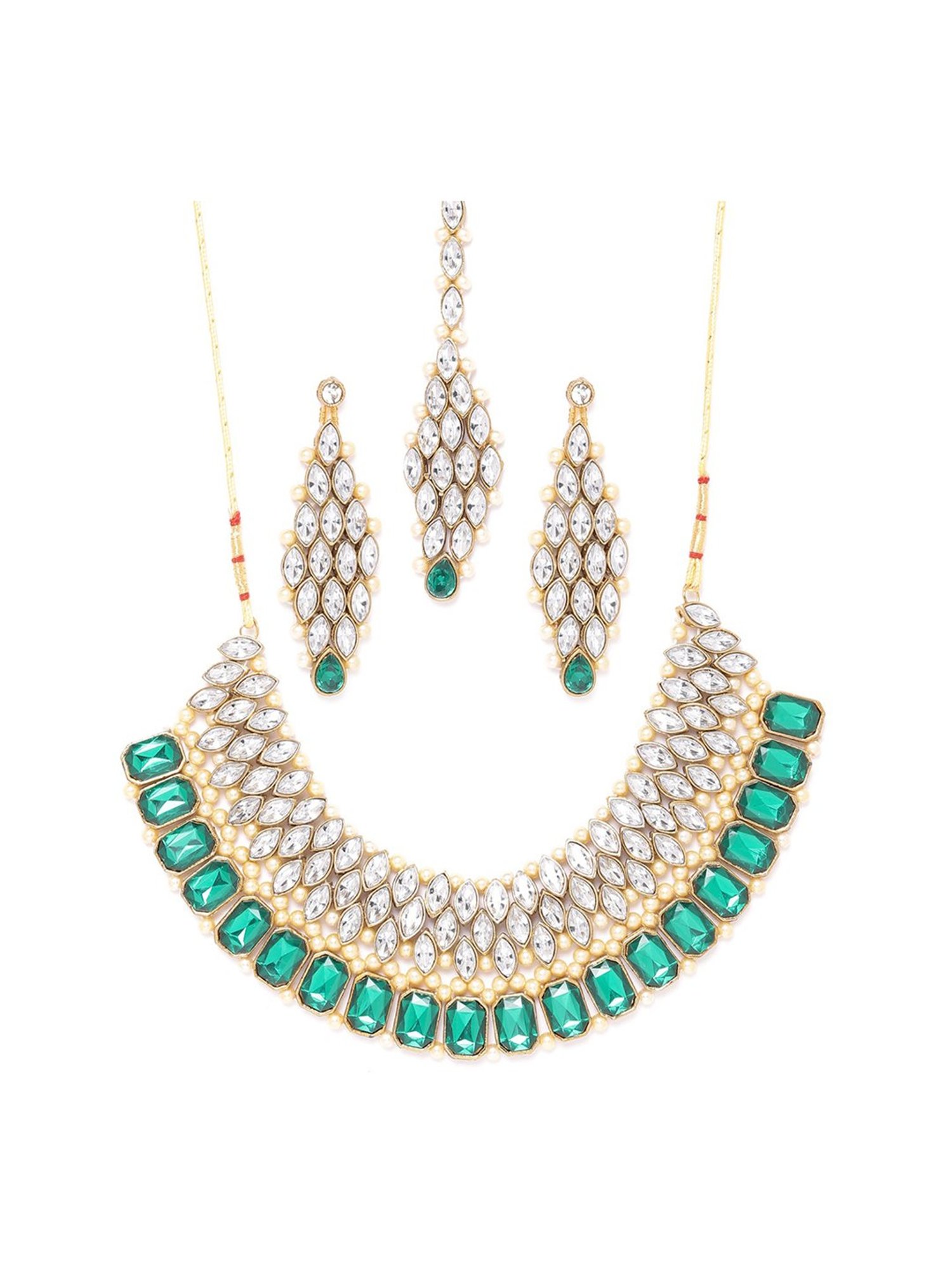 Sri Jagdamba Pearls White Alloy Classic Necklace & Earring Set