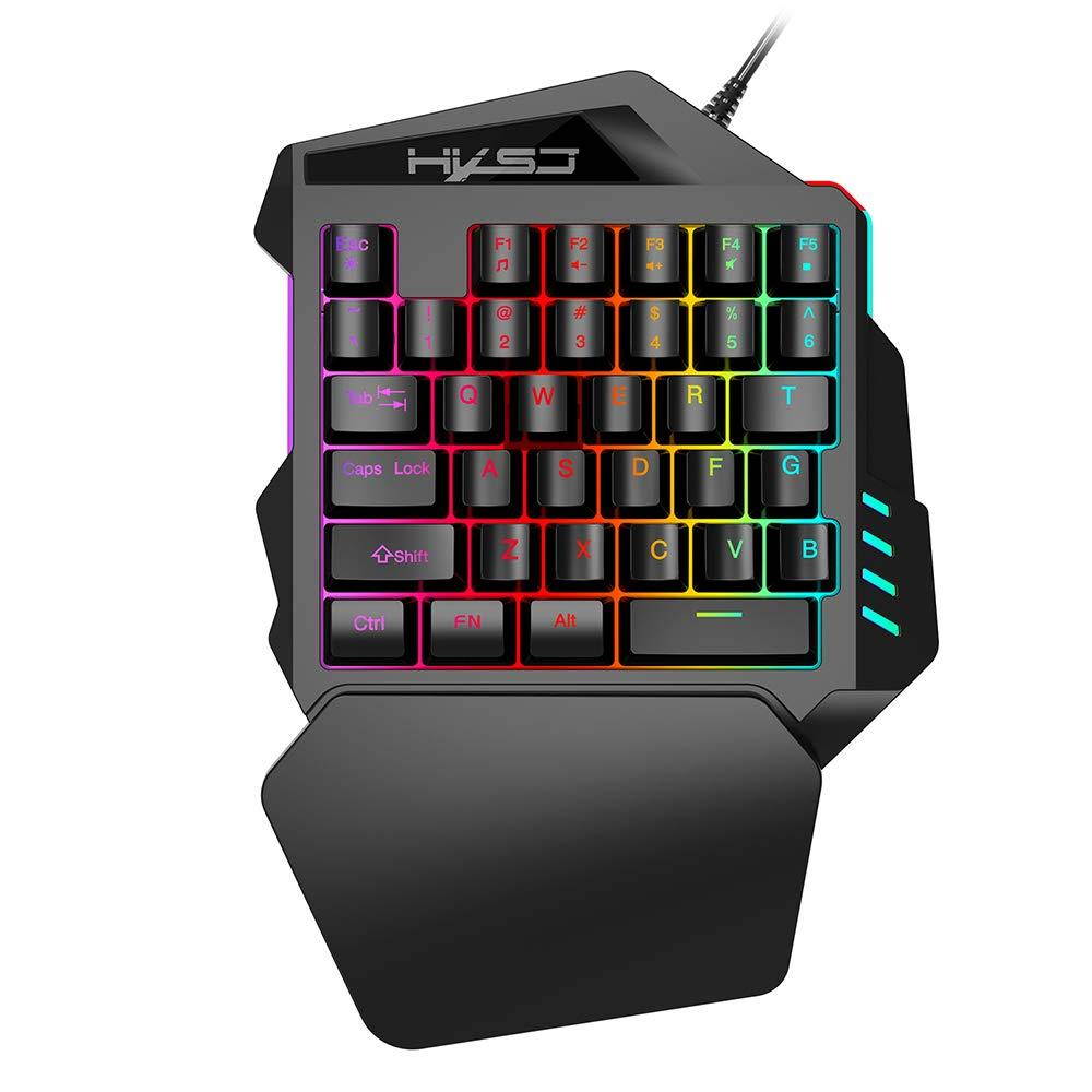 Docooler Gaming Keyboard Single Hand Membrane Mini 35 Keys with USB Wired for PUBG LOL CS Gamer HXSJ