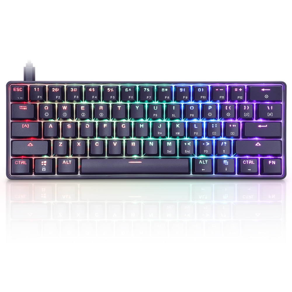 Geek GK61 61 Keys Mechanical Gaming Keyboard Hot Swappable Gateron Optical Switch RGB Type-C Programmable 60% Layout Gaming Keyboard Brown Switch