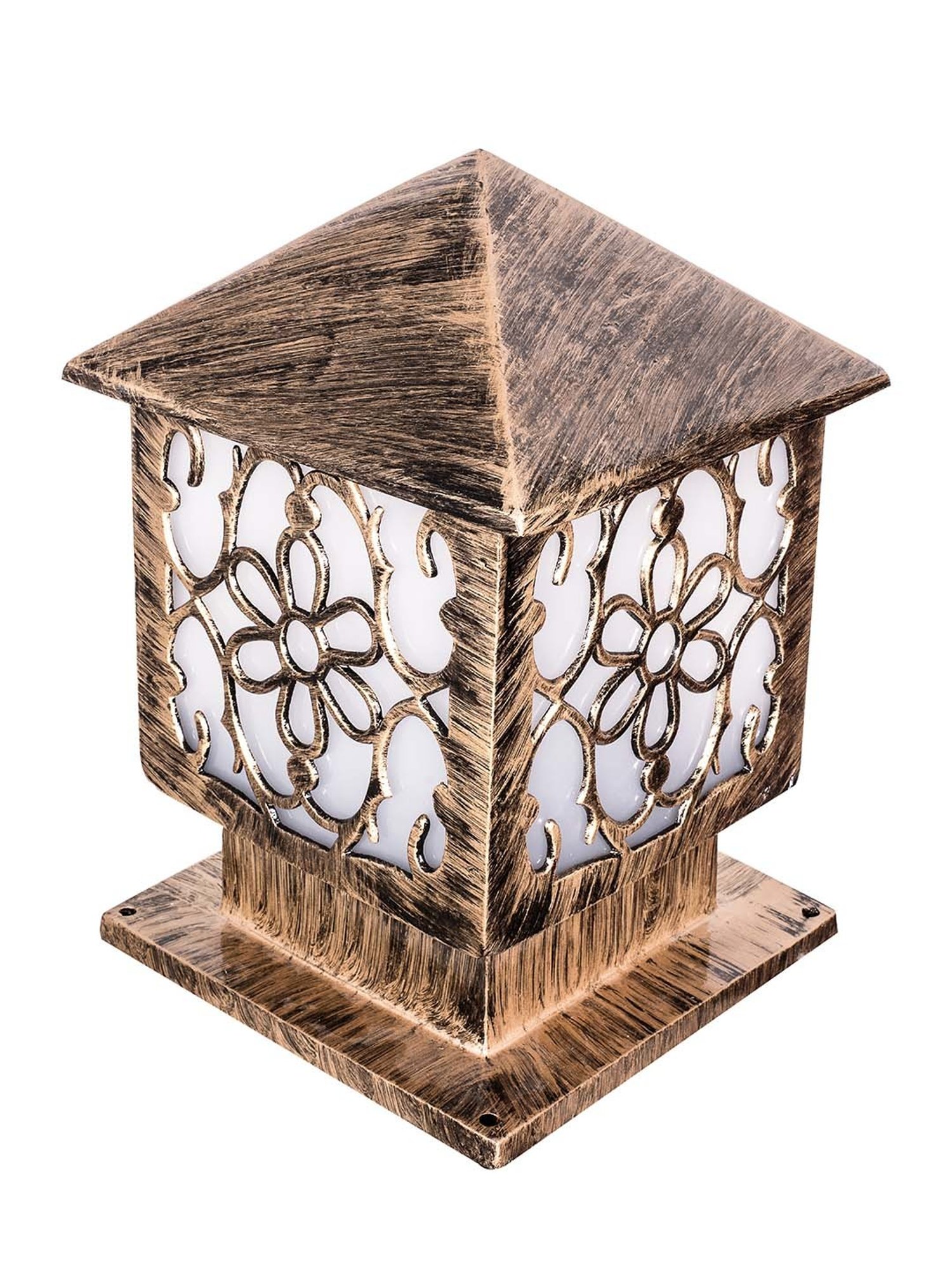 Fos Lighting Golden Aluminium Small Pillar Gate Light - Set of 1