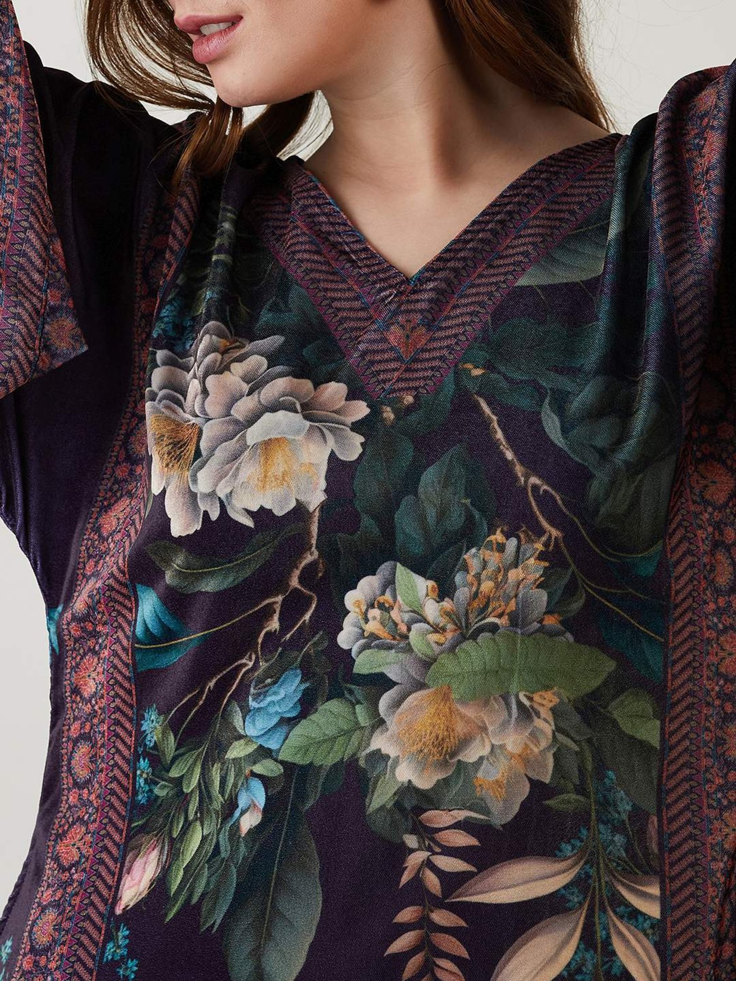 The Kaftan Company Black Printed A-Line Dress