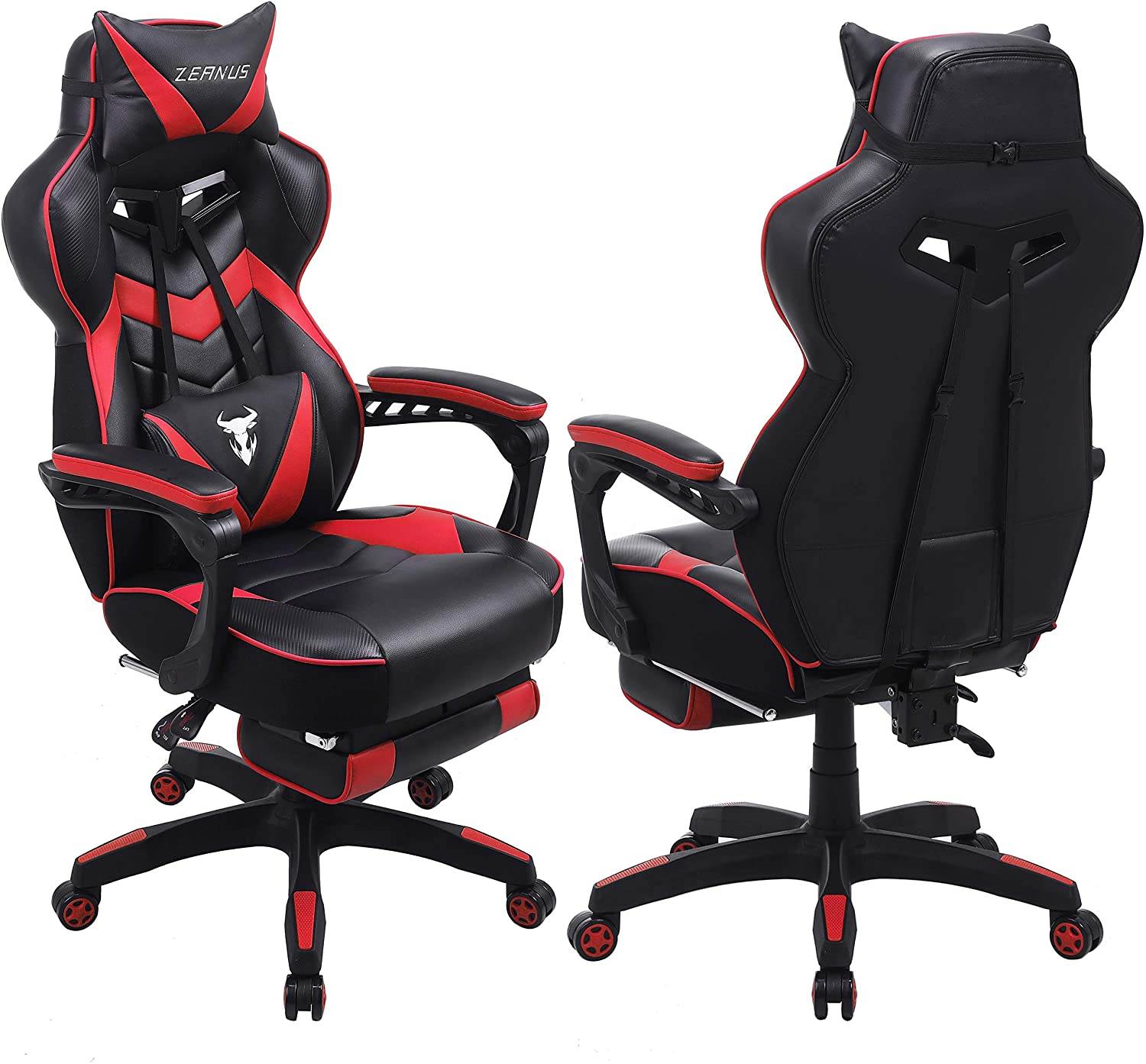 Zeanus Gaming Chair for Adults Green, Gaming Chair with Footrest, Massage Computer Gaming Chair, Reclining Gaming Desk Chair, Big and Tall Video Gaming Chair, Racing Style Chair, E-Sports Gamer Chair