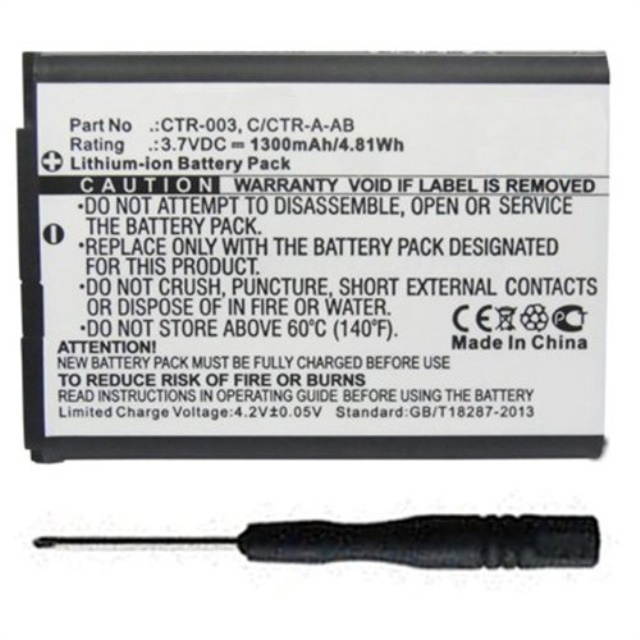 Replacement CTR-003 C/CTR-A-AB Battery for Nintendo 3DS N3DS CTR-001 MIN-CTR-001 Gaming Console with Installation Tool