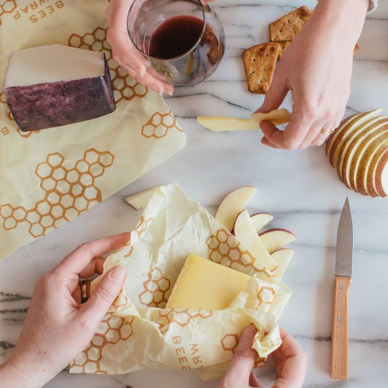 Bee's Wrap Cheese Wrap 3pk Reusable Beeswax Wraps Sustainable Plastic Free Cheese Saver