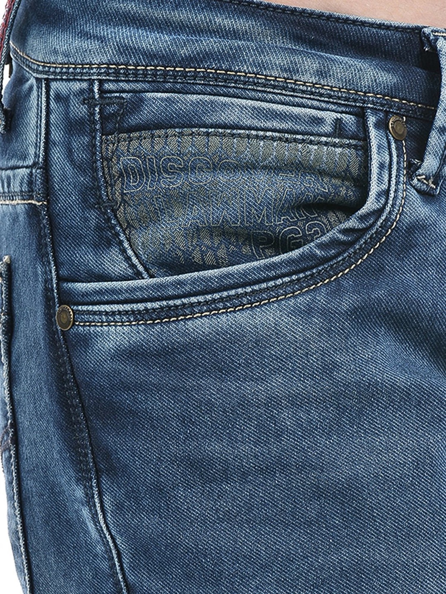 Lawman Pg3 Blue Straight Fit Heavily Washed Jeans