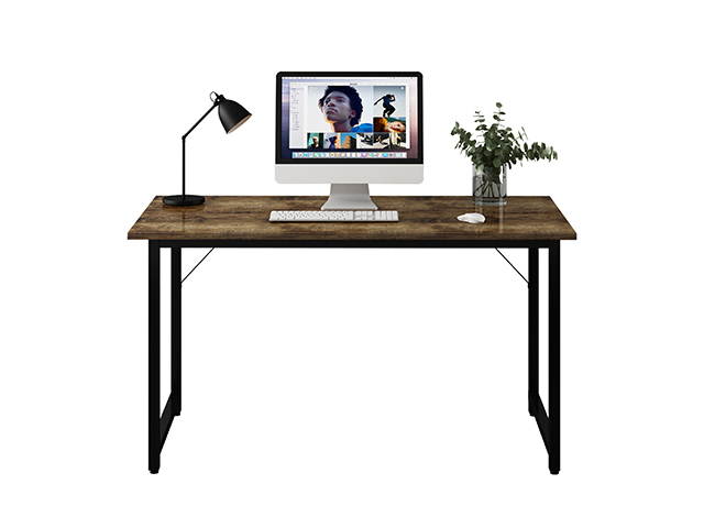 Computer Desk Home Office Desk Gaming Desk Large  Industrial Style Corner Writing Black Student Art Modren Simple Style PC Wood and Metal Desk Workstation,Wood Color,GT48