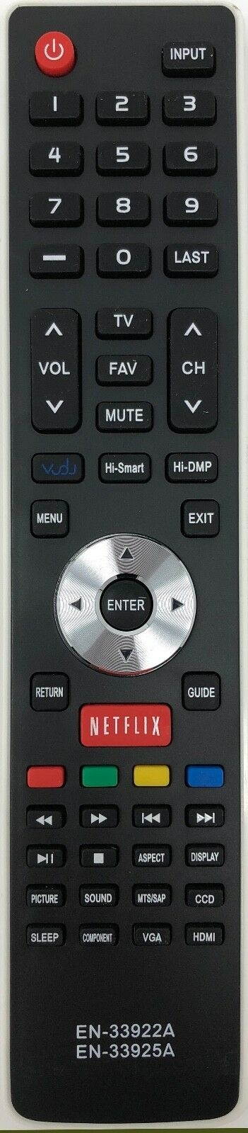 New EN-33922A EN-33925A Replace Remote for Hisense LCD LED HDTV LTDN40K366WUS