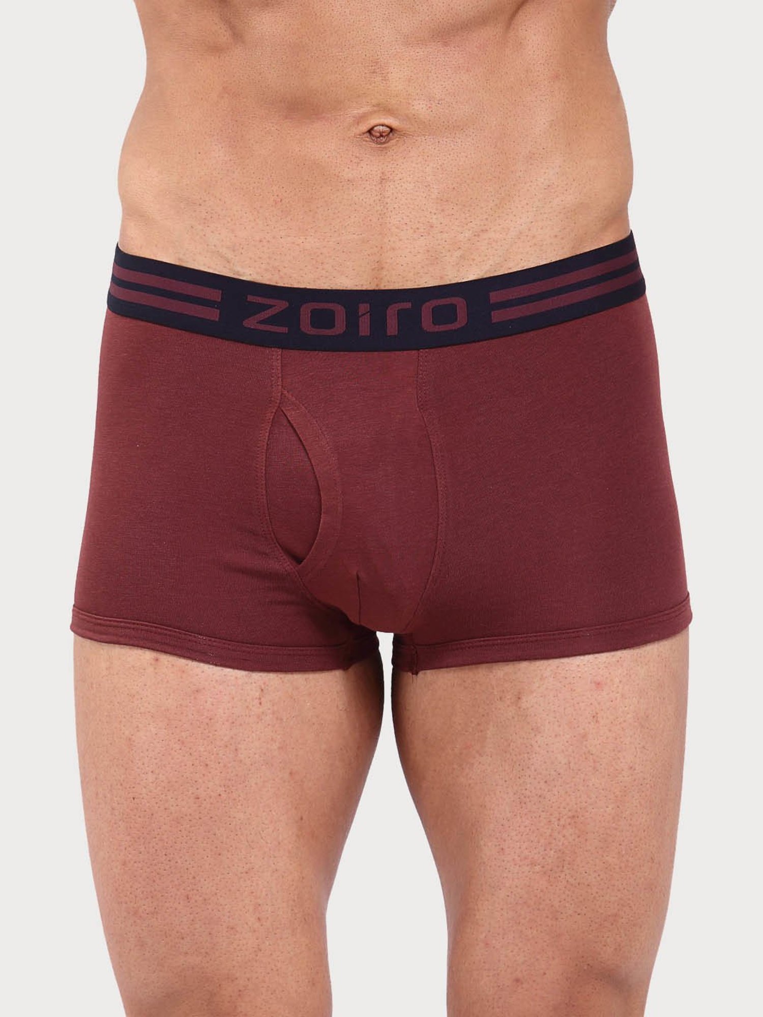 Zoiro Bitter Chocolate & Dark Blue Cotton Regular Fit Trunks - Pack Of 2