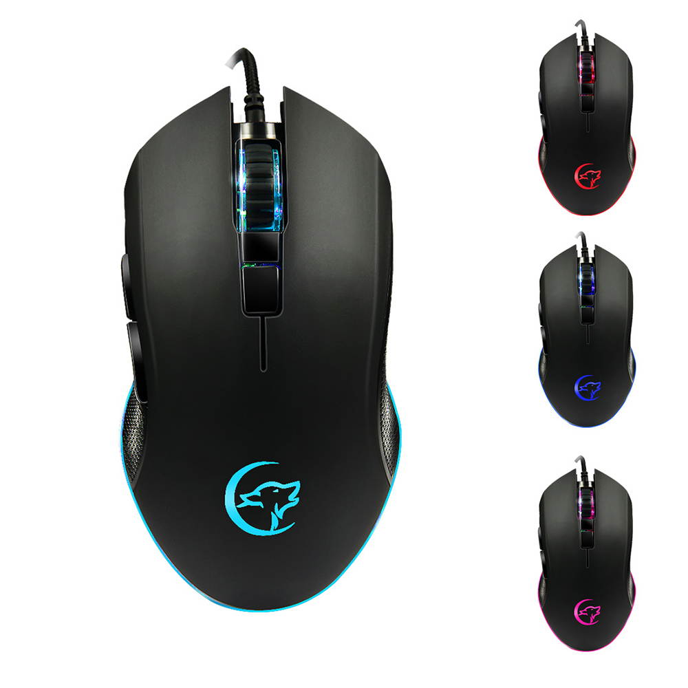ABS Ergonomic Wired Professional Colorful Backlight USB 6 Buttons Compact Gaming Mouse Optical
(Color: Black)