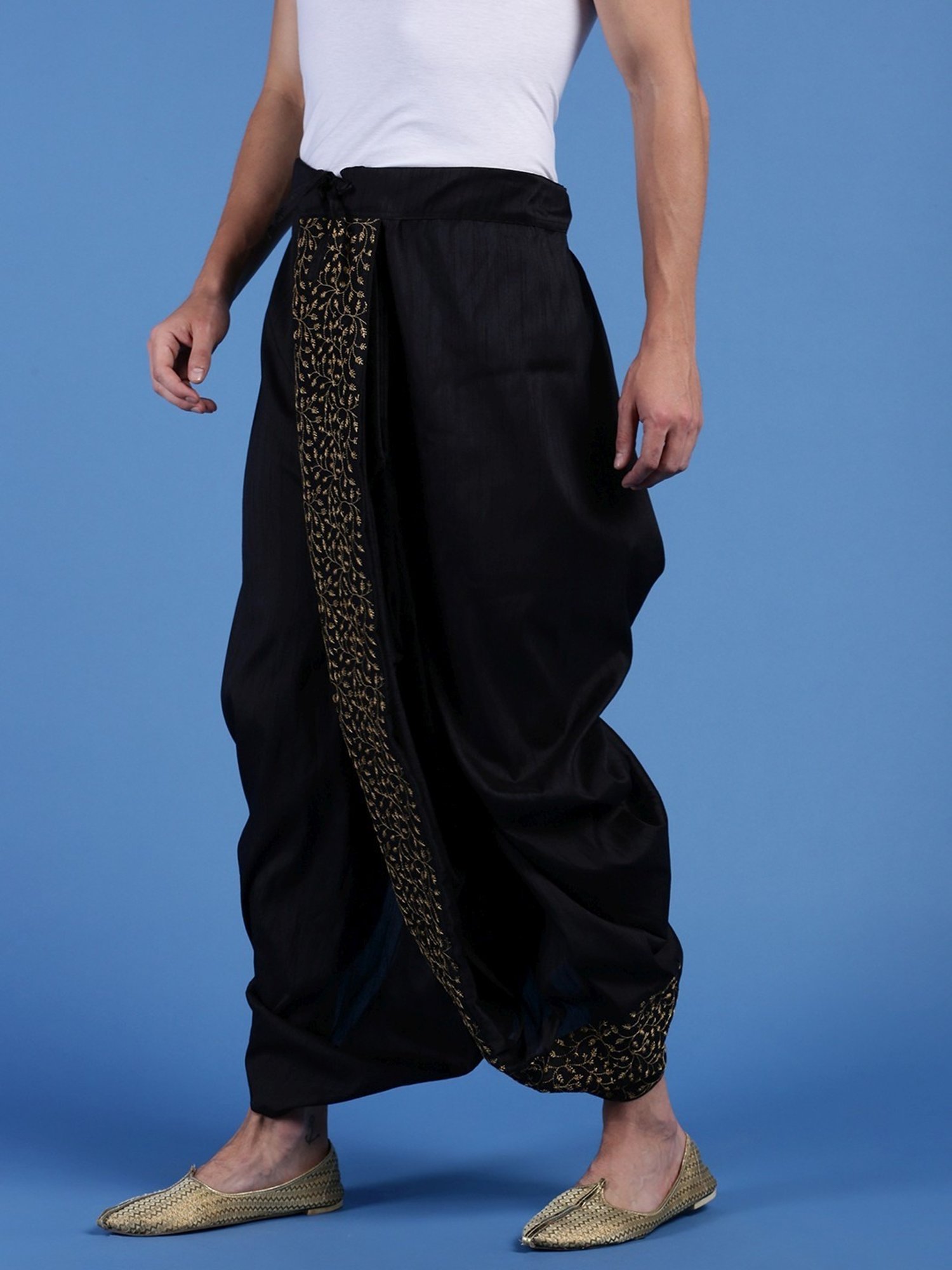 Sanwara Black Regular Fit Embroidered Dhotis