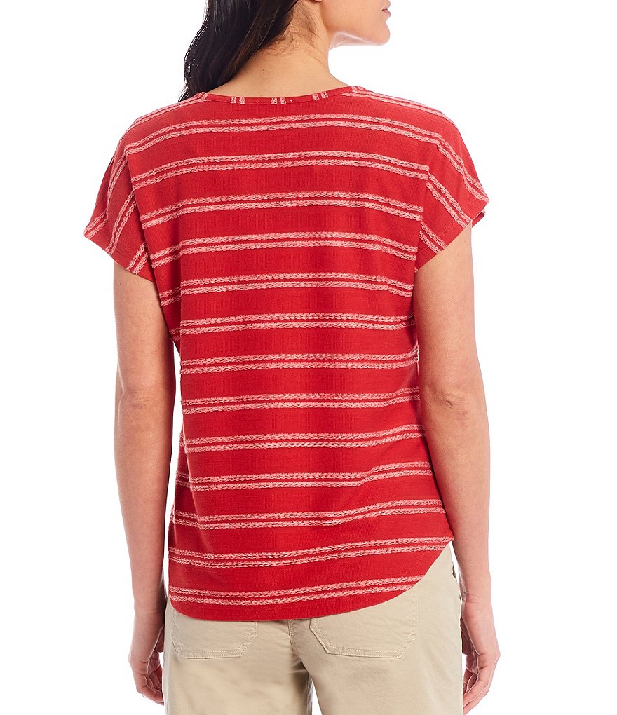 Westbound Short Sleeve Textured V-Neck Top