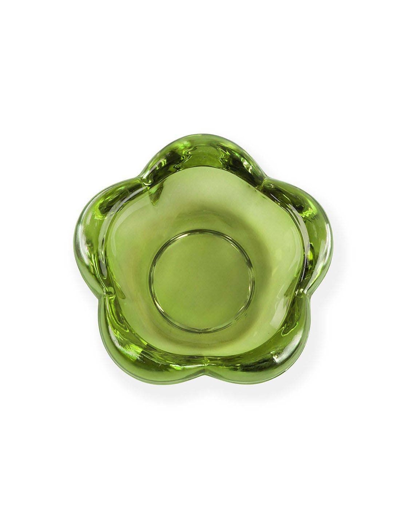 Pure Home and Living Green Glass Flower Shaped Tealight Holders - Set of 4