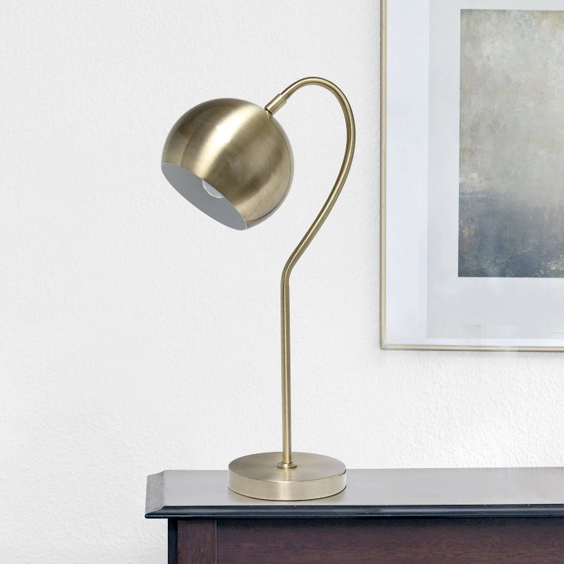 Mid Century Curved Table Lamp with Dome Shade Antique Brass - Lalia Home