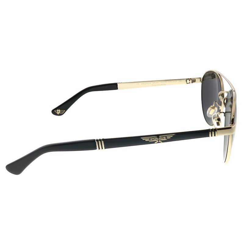 Police Origins 4 SPL 891 301P Unisex Pilot Polarized Sunglasses Black on Gold 55mm