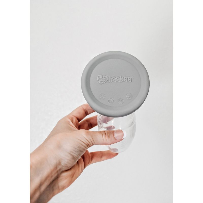 Haakaa Breast Pump with Suction Base and Gray Leak-Proof Cap - 5oz