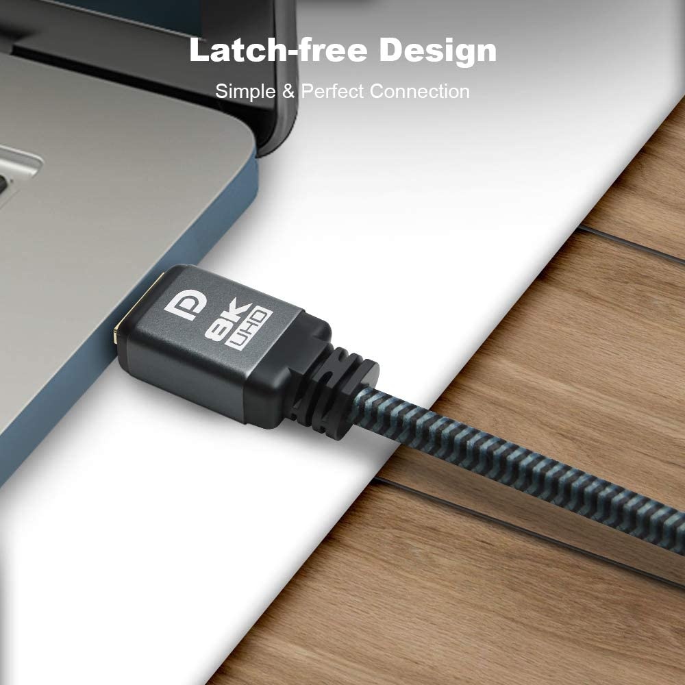 Yauhody 8K DisplayPort 1.4 Cable 10ft (3 Pack) High Speed 32.4Gbps Durable Nylon Braided VESA Certified HBR3 HDR HDCP 2.2 8K@60Hz 4K@144Hz 2K@240Hz 8K DP to DP 1.4 Cord (10ft 3 Pack Gray)