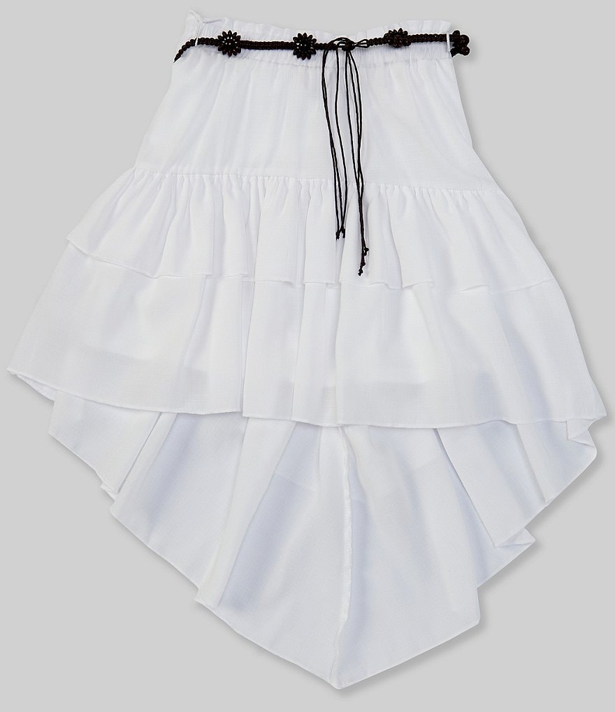I.N. Girl Big Girls 7-16 Braided-Belt Tired Hi-Low Skirt