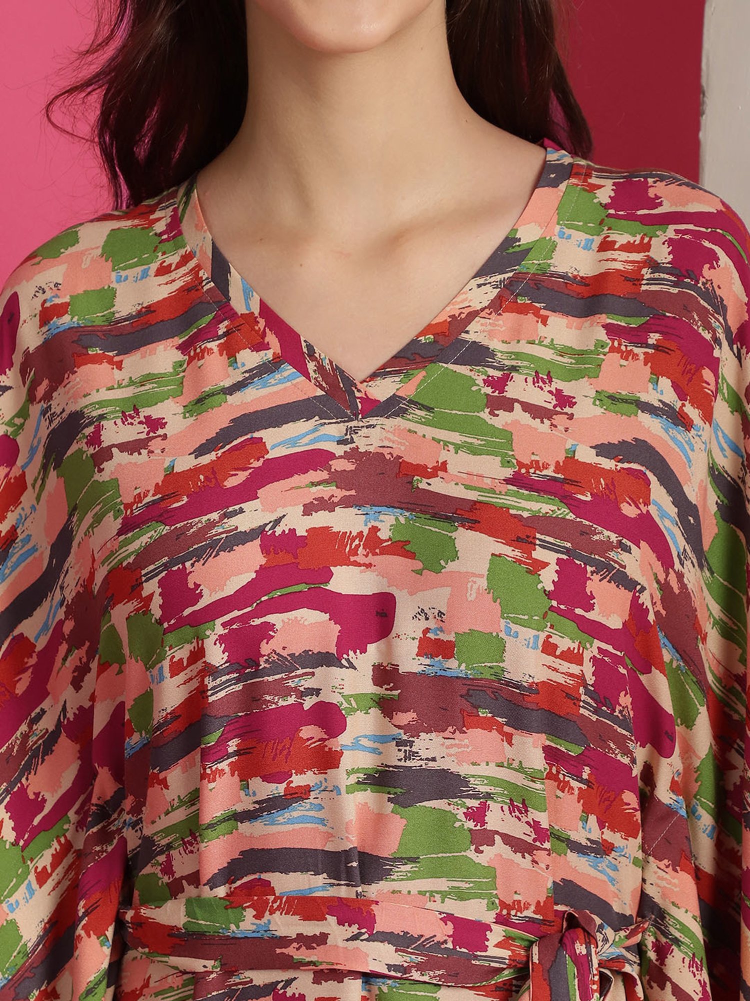 Boston Club Multicolor Printed Kaftan Night Dress