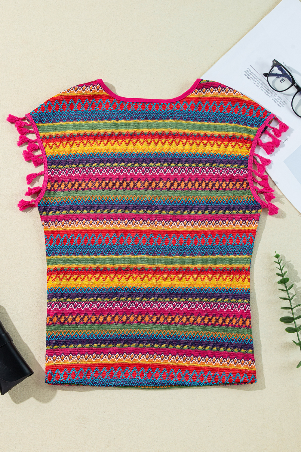 Red Cheetah Print Casual Short Sleeve Crew Neck T Shirt