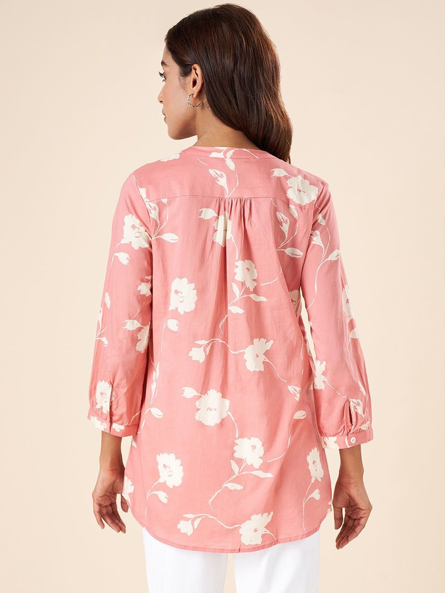 Akkriti by Pantaloons Coral Cotton Floral Print Tunic