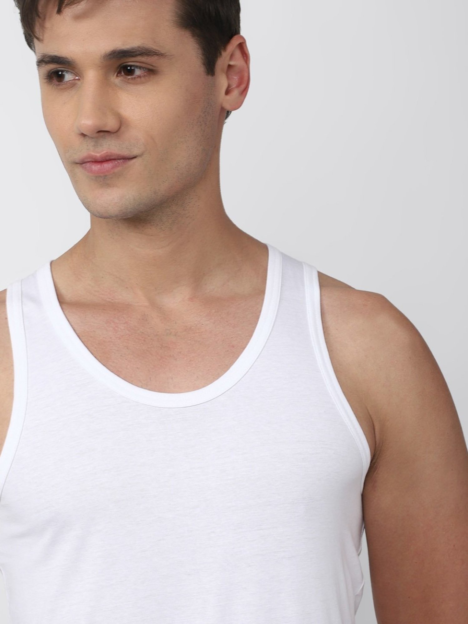 Peter England White Cotton Regular Fit Vest - Pack Of 2